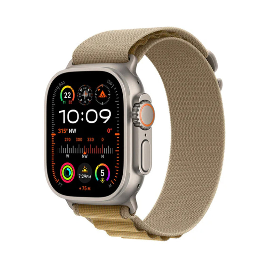 Apple Watch Ultra 2 (2024) - 49mm - GPS + Cellular - Natural Titanium Case - Tan Alpine Loop | M Apple Watch Ultra 2 (2024) - 49mm - GPS + Cellular - Natural Titanium Case - Tan Alpine Loop | M